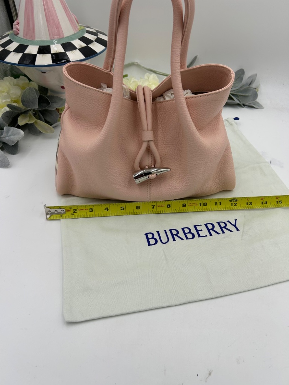 ***************Women’s Burberry London Pink Calfskin Leather Small Loop Tote Bag - Picture 3 of 15